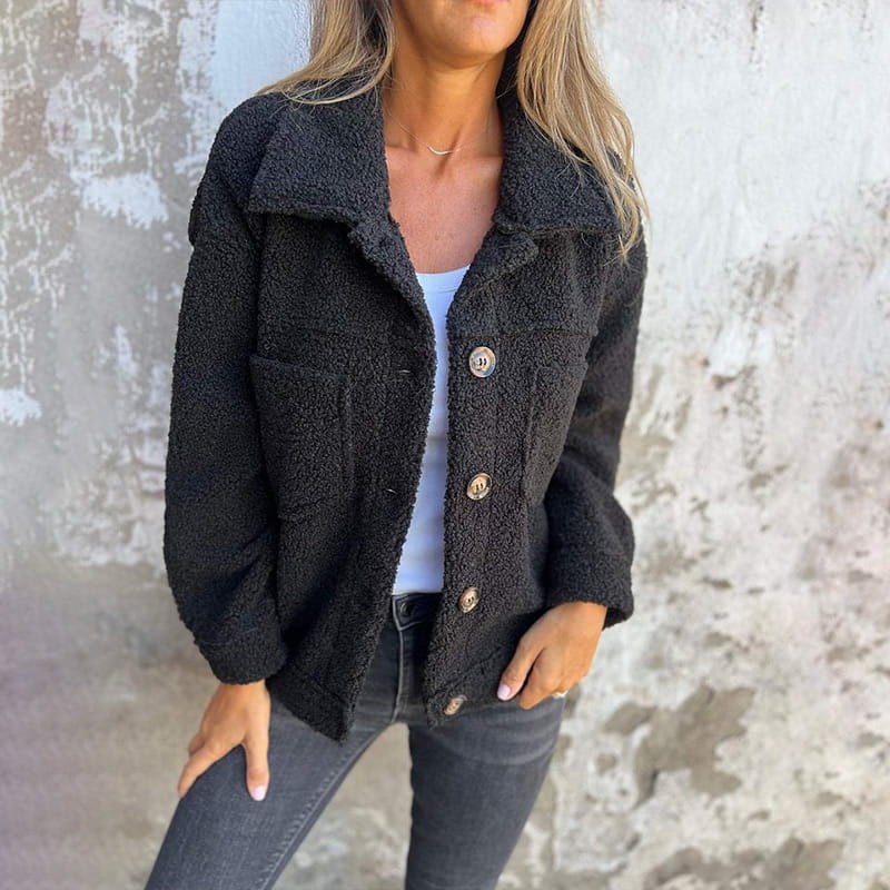 Women's Cosy Lined Fleece Jacket in Black