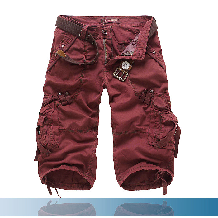 Men's Multi-Pocket Belted Cargo Shorts in design 1