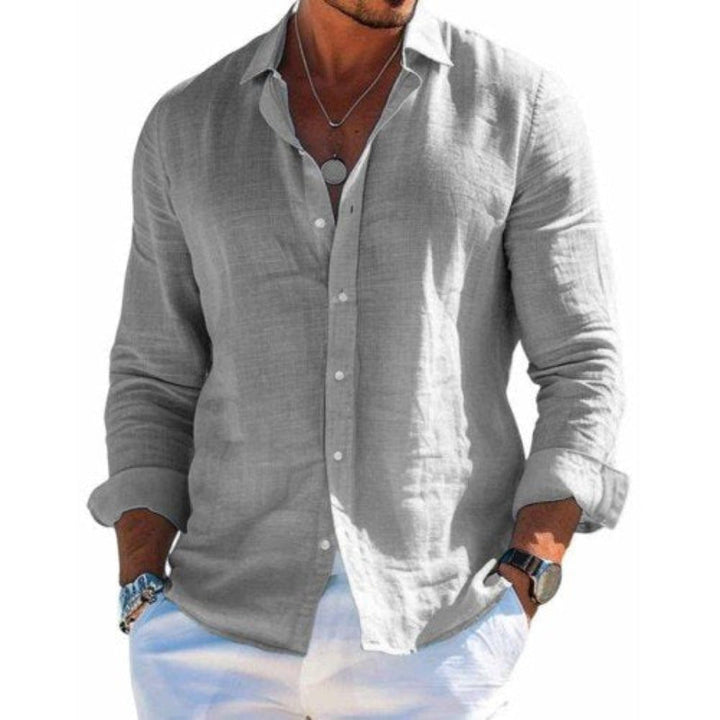 Men's Casual Long-Sleeve Button Shirt in Grey