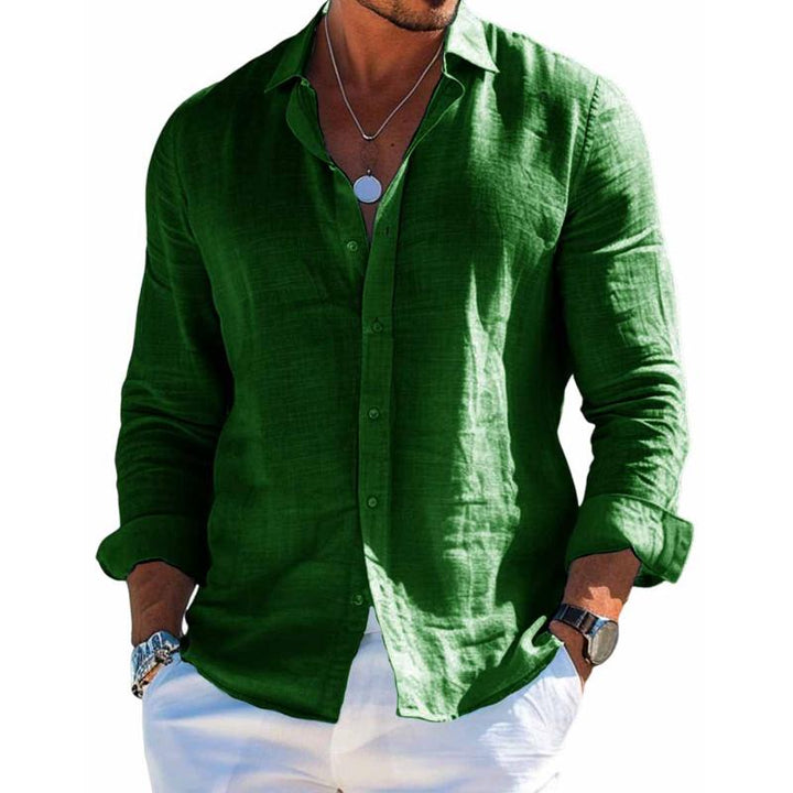 Men's Casual Long-Sleeve Button Shirt in Green