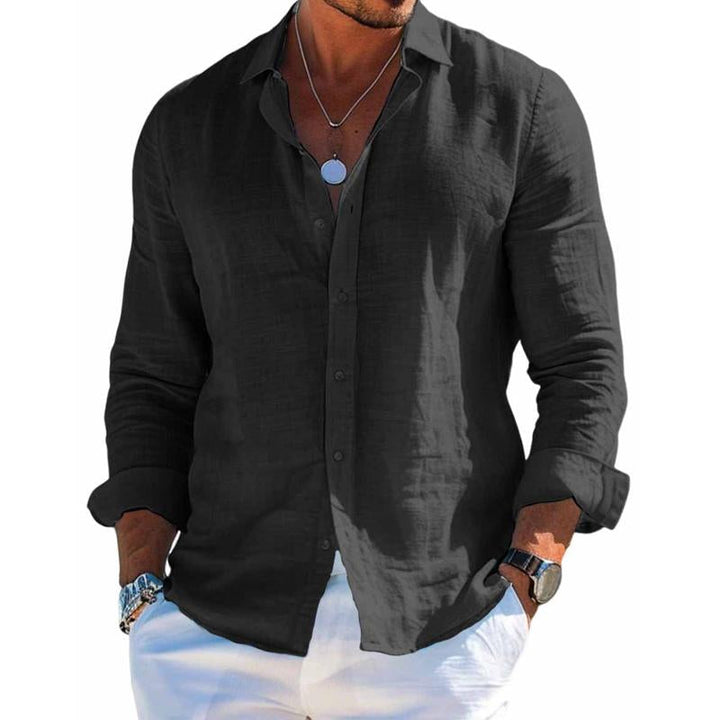 Men's Casual Long-Sleeve Button Shirt in Black