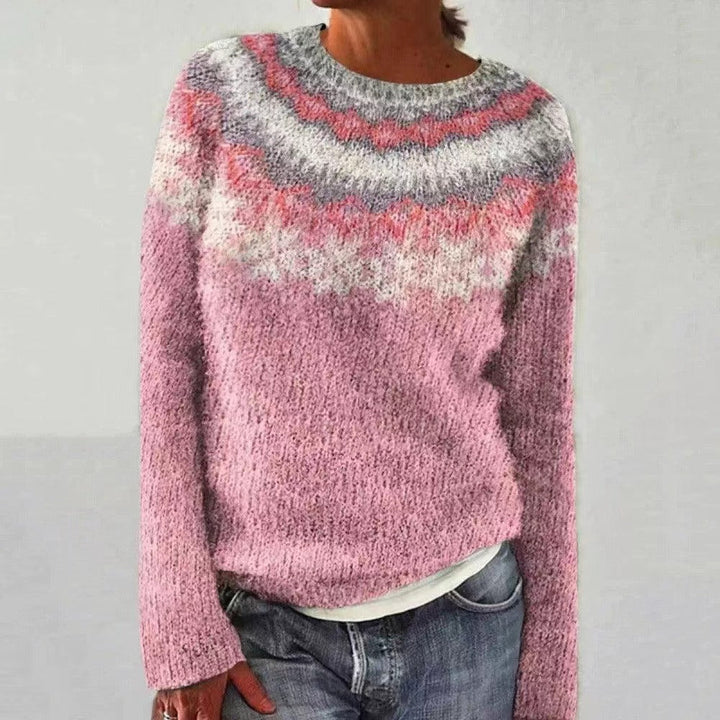 Women's Reindeer Knit Christmas Jumper in Pink