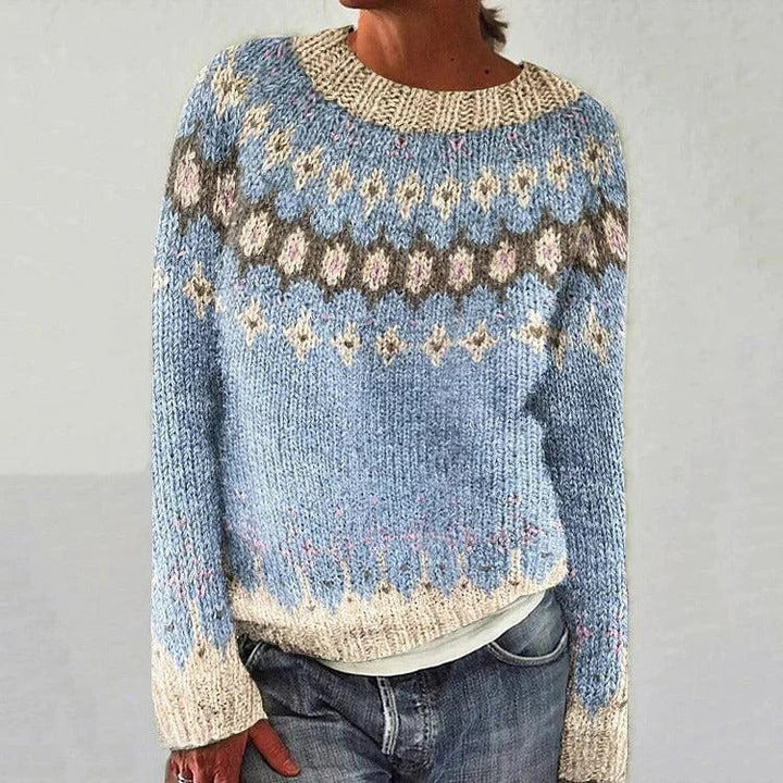 Women's Reindeer Knit Christmas Jumper in Light Blue