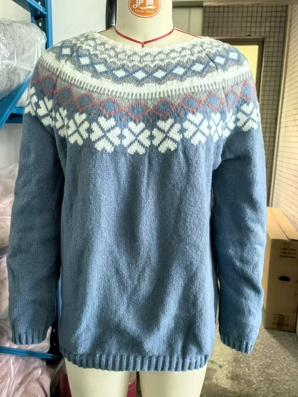 Women's Reindeer Knit Christmas Jumper in Blue