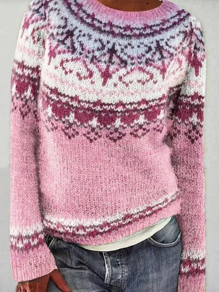 Women's Reindeer Knit Christmas Jumper in Light Pink