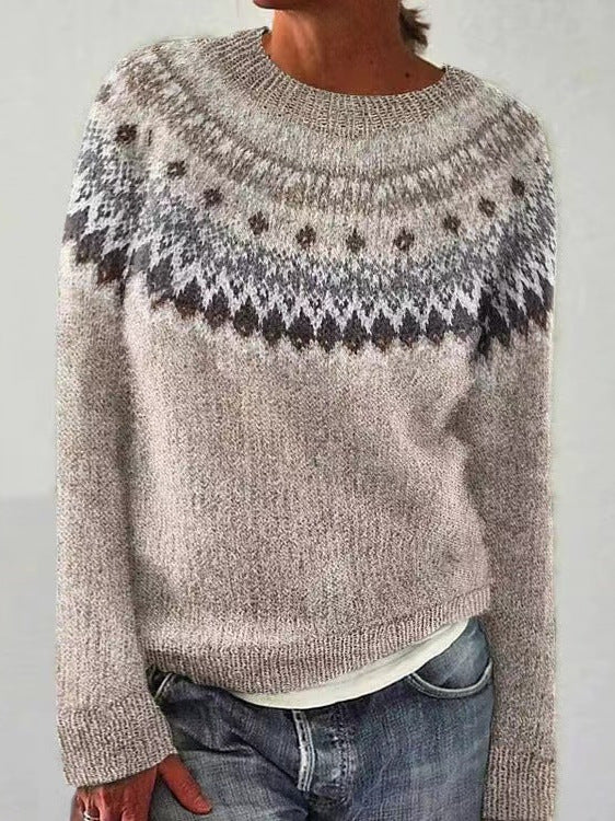 Women's Reindeer Knit Christmas Jumper in Dark Brown