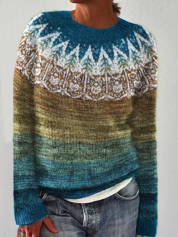 Women's Reindeer Knit Christmas Jumper in Green