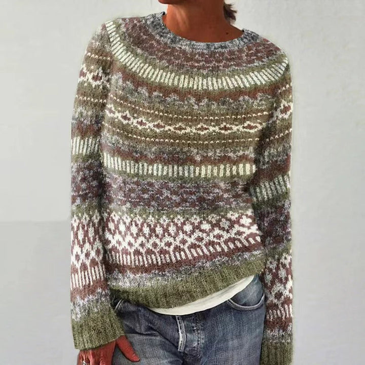 Women's Reindeer Knit Christmas Jumper in Olive Green