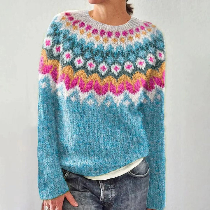 Women's Reindeer Knit Christmas Jumper in Turquoise
