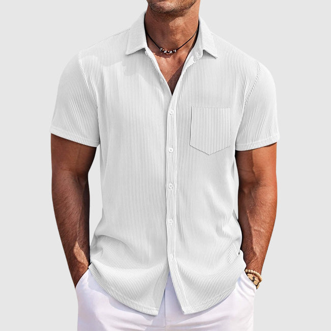 Men's Ribbed Short-Sleeve Shirt in White