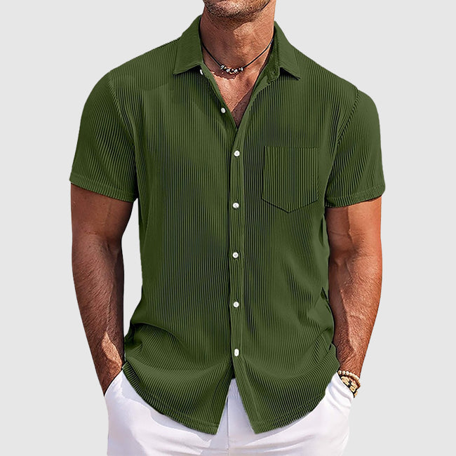 Men's Ribbed Short-Sleeve Shirt in Green