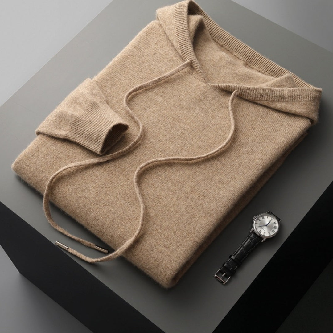 Rainer - Men's Cashmere Hoodie in Beige
