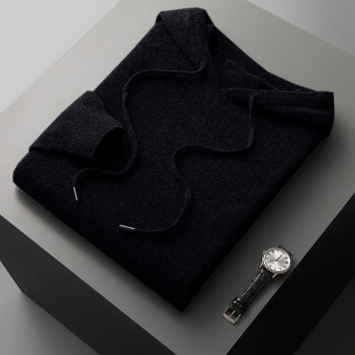 Rainer - Men's Cashmere Hoodie in Black