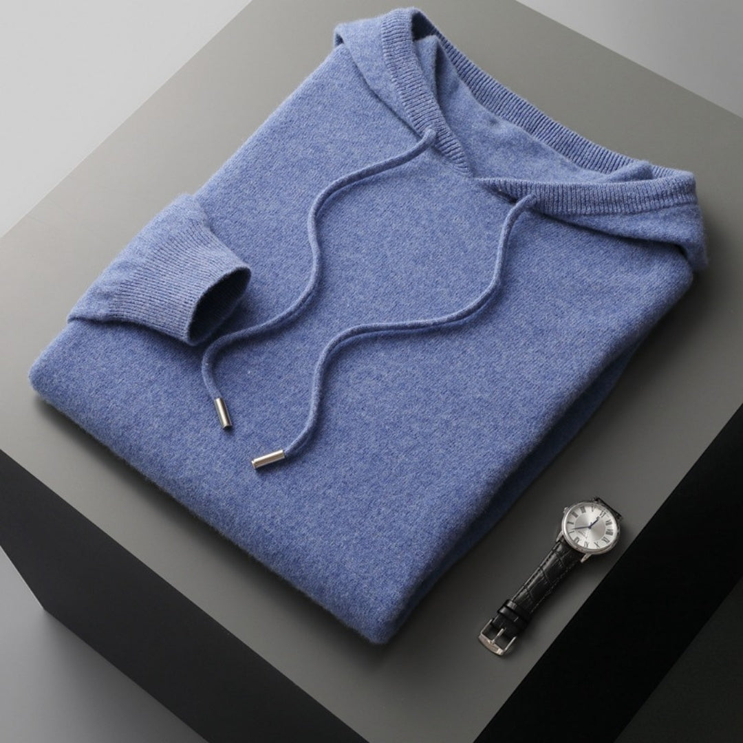 Rainer - Men's Cashmere Hoodie in Blue