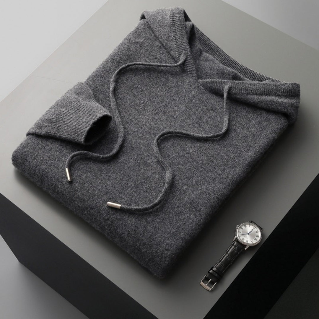 Rainer - Men's Cashmere Hoodie in Charcoal