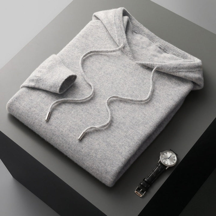 Rainer - Men's Cashmere Hoodie in Grey