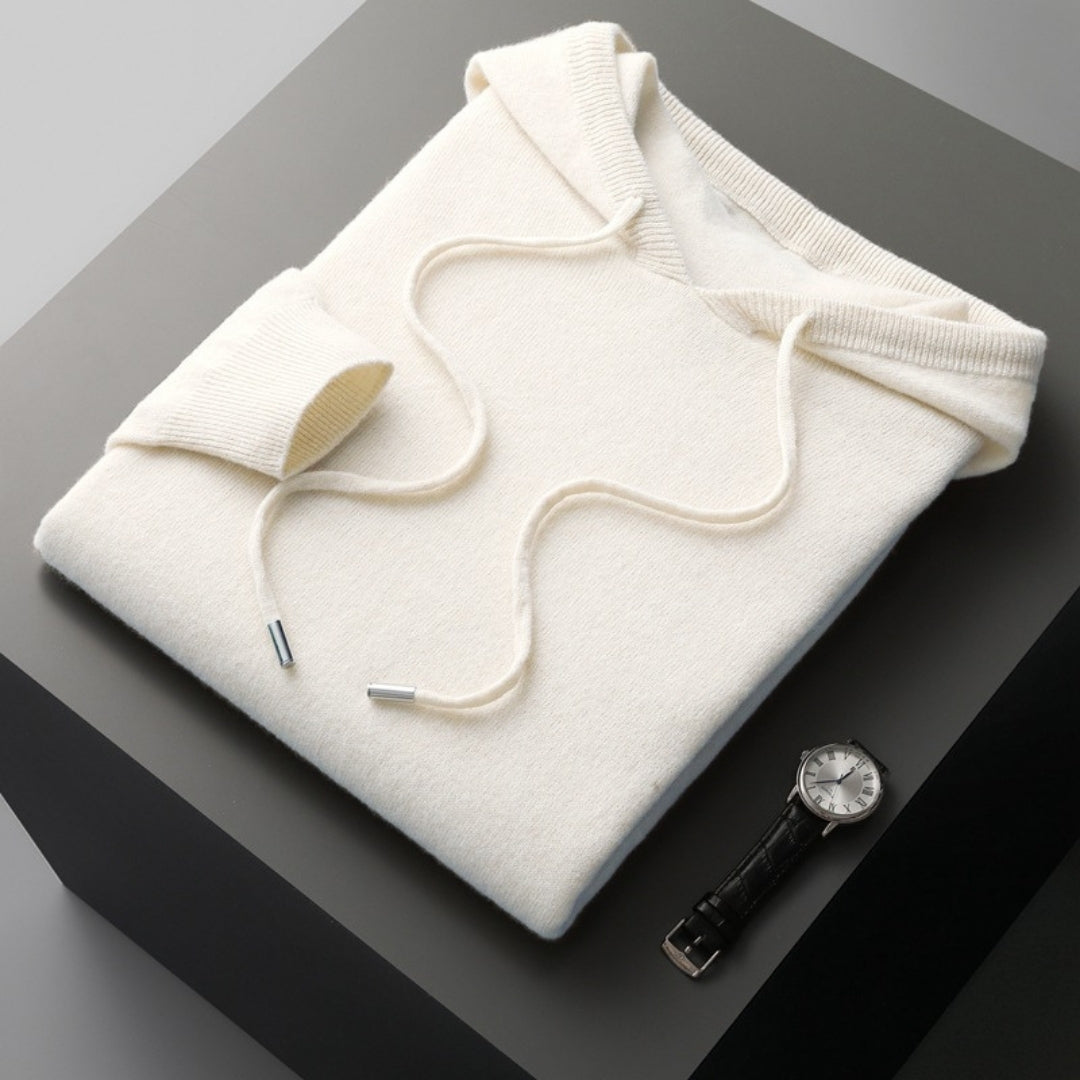 Rainer - Men's Cashmere Hoodie in White