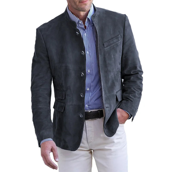 Anton Men's Casual Button Blazer - Black