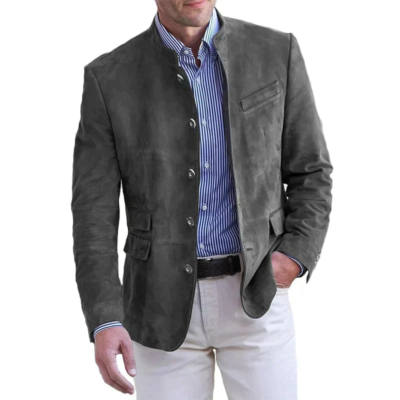 Anton Men's Casual Button Blazer - Grey