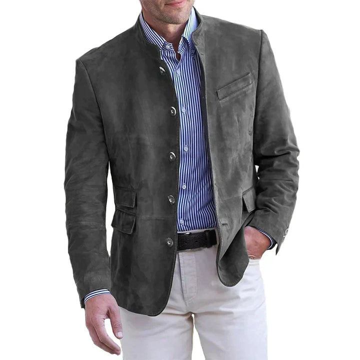 Anton Men's Casual Button Blazer - Grey
