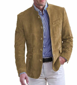 Anton Men's Casual Button Blazer - Khaki
