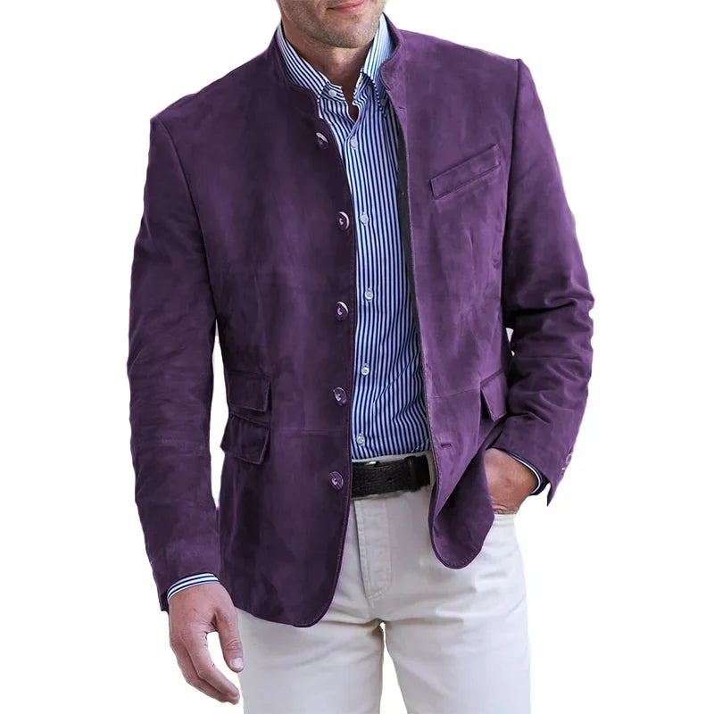 Anton Men's Casual Button Blazer - Purple