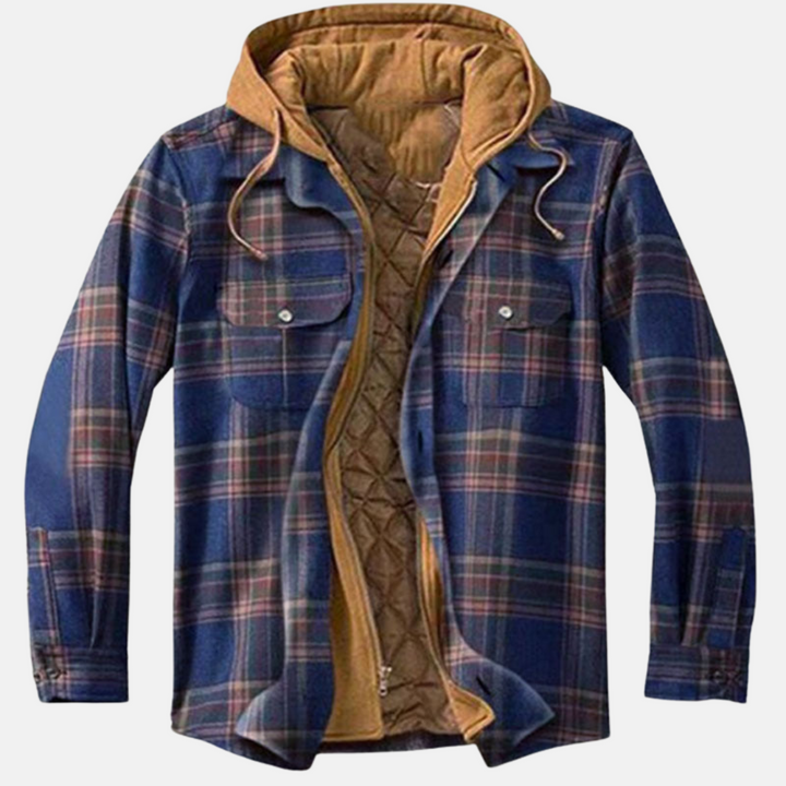 Erich men's casual warm checked button jacket in navy