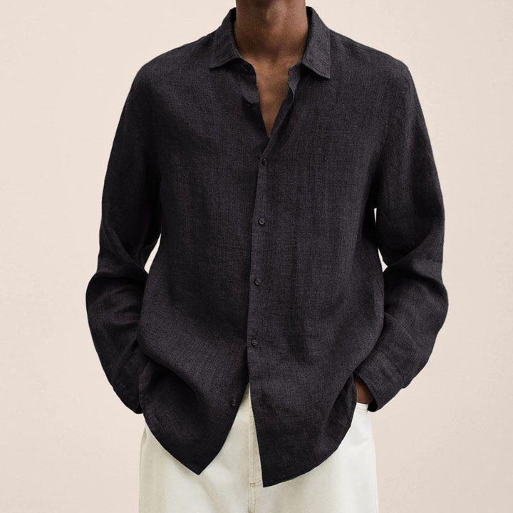 Lukas - Men's Classic Long-Sleeve Button Shirt in Black