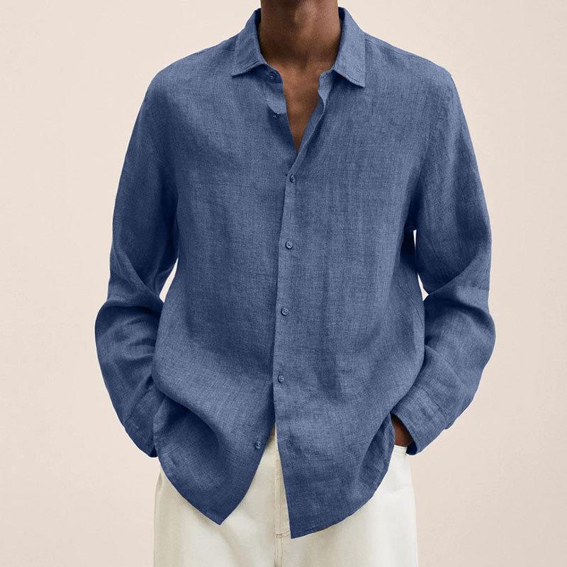 Lukas - Men's Classic Long-Sleeve Button Shirt in Blue