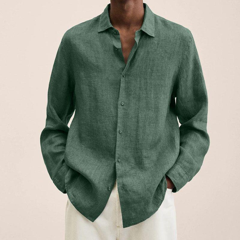 Lukas - Men's Classic Long-Sleeve Button Shirt in Green