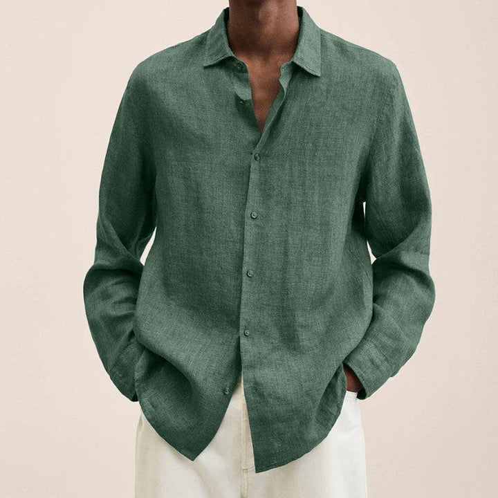 Lukas - Men's Classic Long-Sleeve Button Shirt in Green