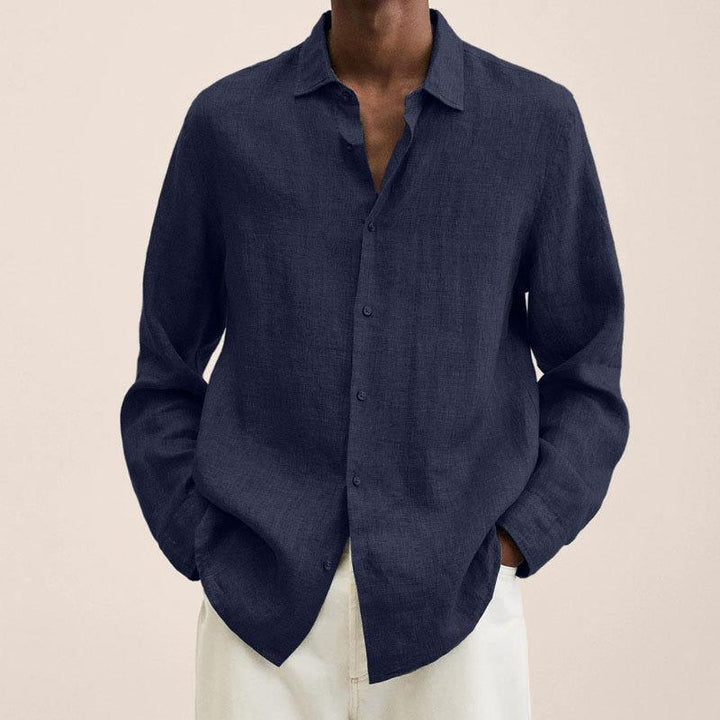 Lukas - Men's Classic Long-Sleeve Button Shirt in Navy