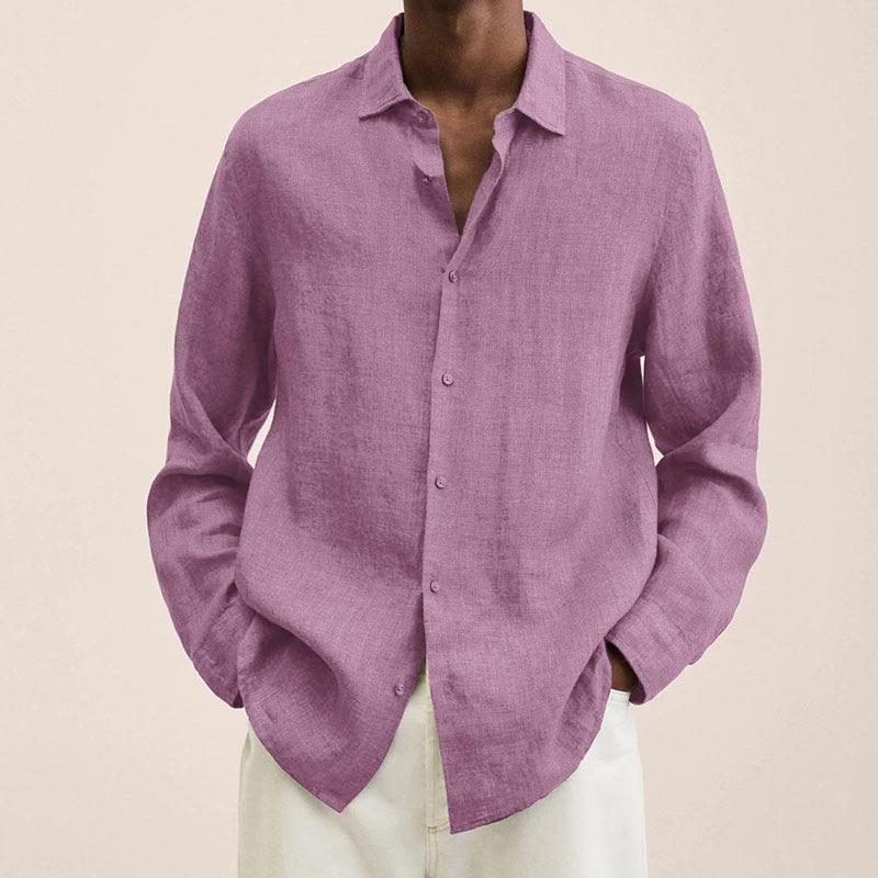 Lukas - Men's Classic Long-Sleeve Button Shirt in Pink