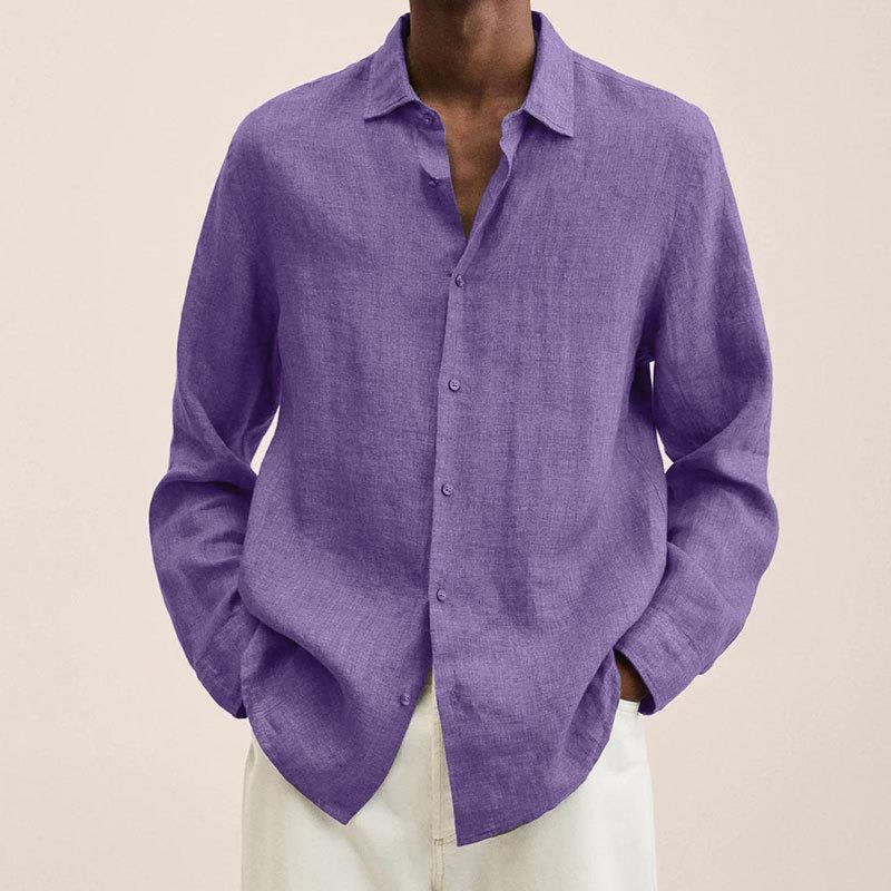 Lukas - Men's Classic Long-Sleeve Button Shirt in Purple