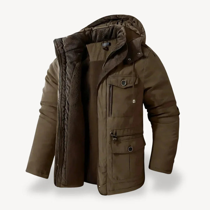 Jürgen - Men's Rugged Fleece-Lined Winter Jacket in Brown