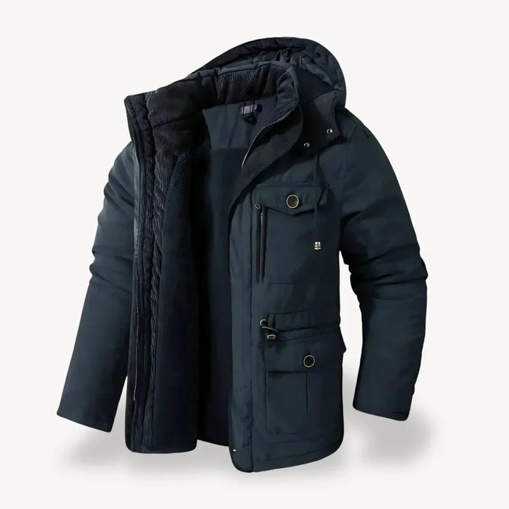 Jürgen - Men's Rugged Fleece-Lined Winter Jacket in Navy