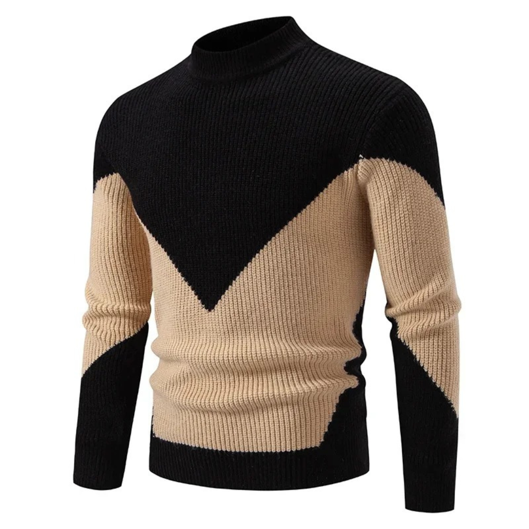 Heinrich - Men's Geometric Print Long-Sleeve Jumper in Black Diamond