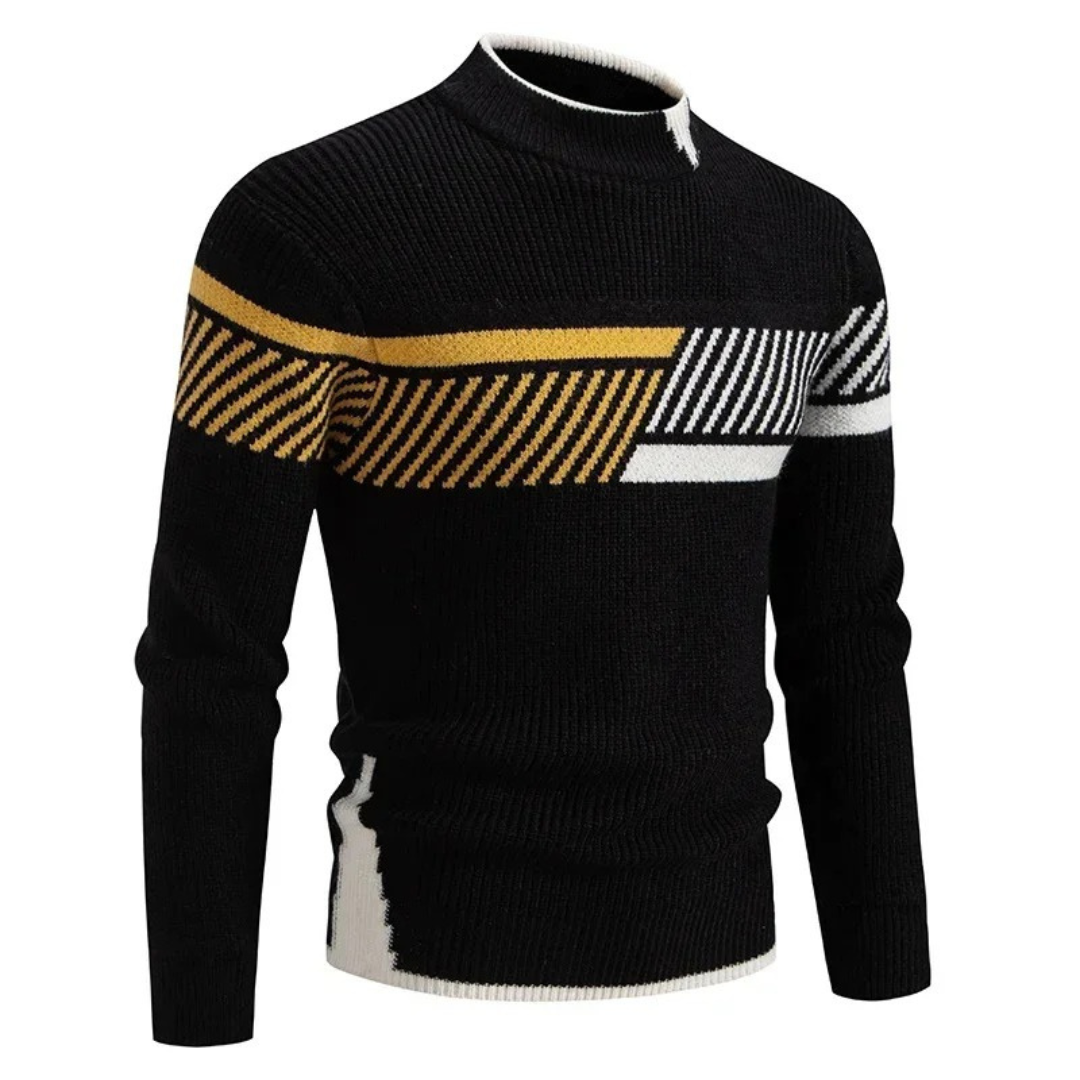 Heinrich - Men's Geometric Print Long-Sleeve Jumper in Black