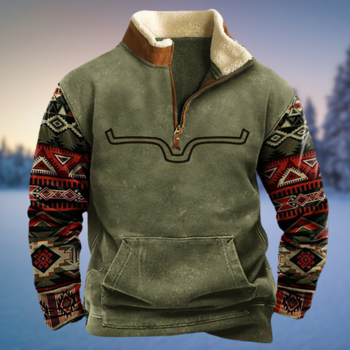 Emil Men's Half-Zip Winter Jumper - Black