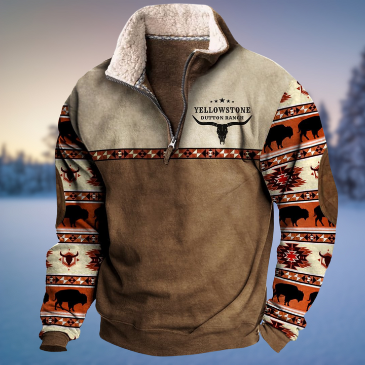 Emil Men's Half-Zip Winter Jumper - Burgundy