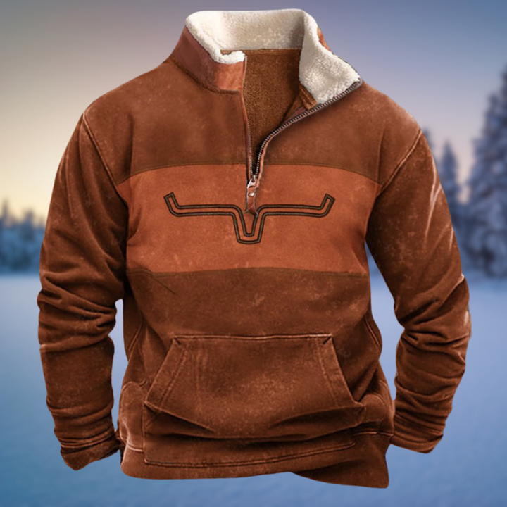 Emil Men's Half-Zip Winter Jumper - Grey
