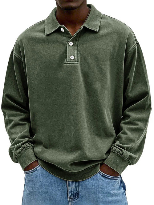 Robert men's long-sleeve polo sweatshirt in army green
