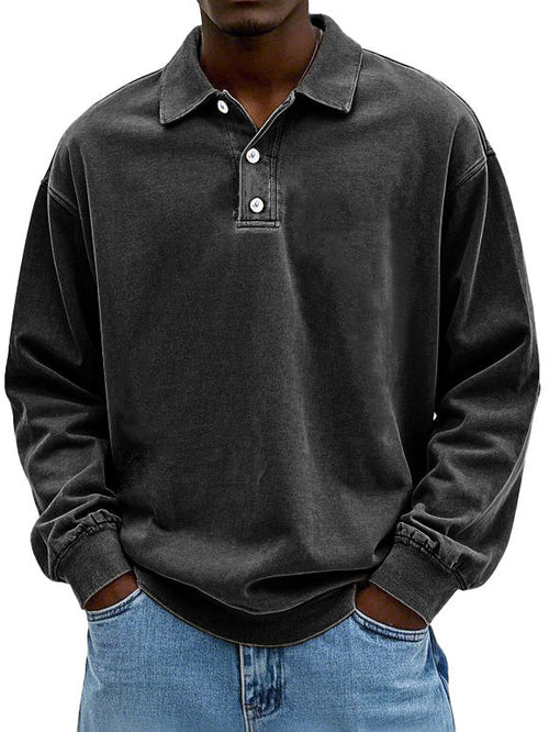 Robert men's long-sleeve polo sweatshirt in black