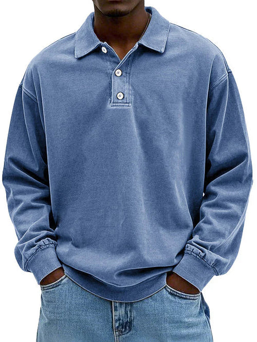 Robert men's long-sleeve polo sweatshirt in blue