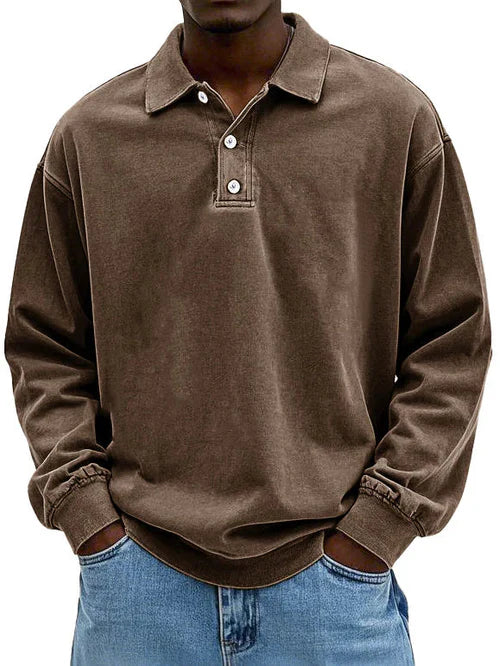 Robert men's long-sleeve polo sweatshirt in brown