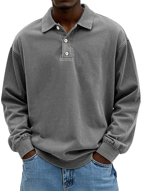 Robert men's long-sleeve polo sweatshirt in grey