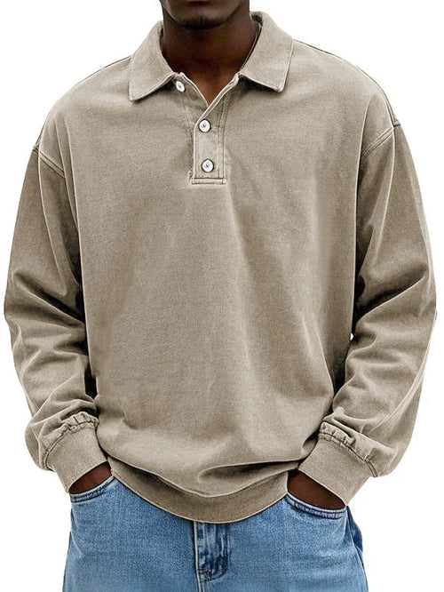 Robert men's long-sleeve polo sweatshirt in khaki