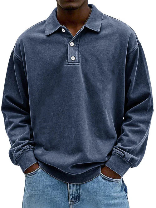 Robert men's long-sleeve polo sweatshirt in navy