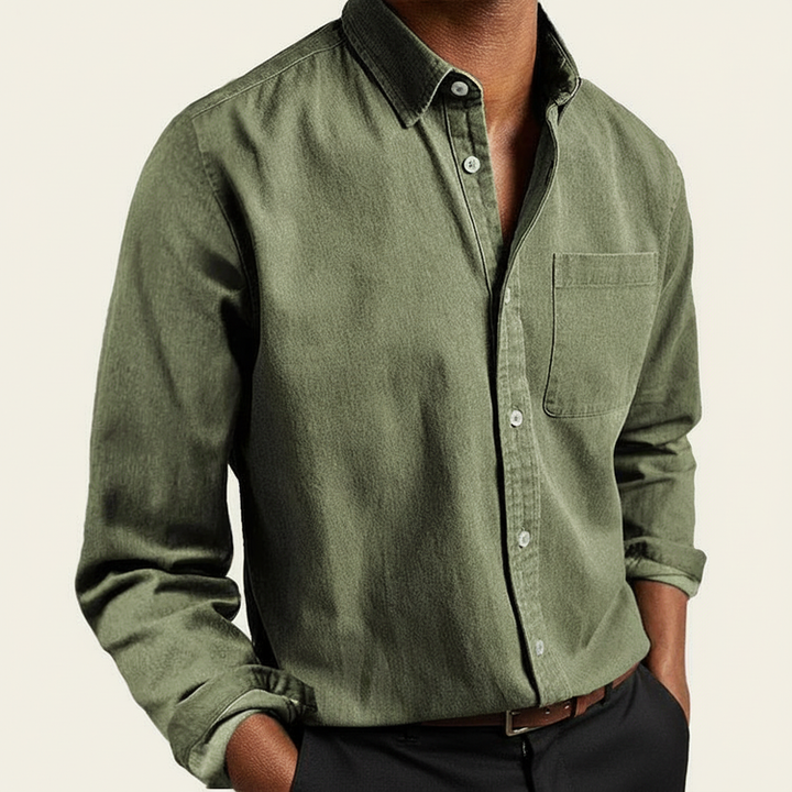 Gunnar - Men's Classic Button-Front Pocket Shirt in Green