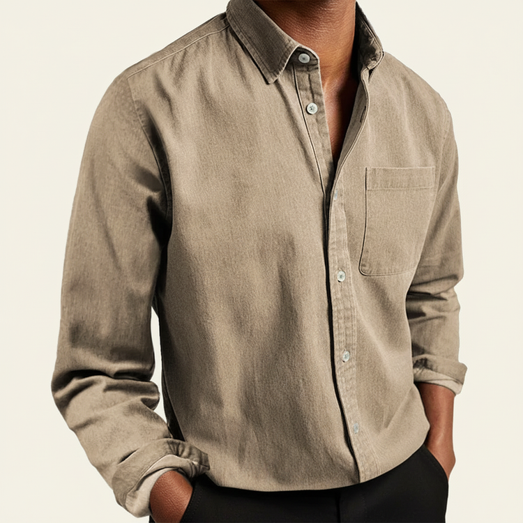 Gunnar - Men's Classic Button-Front Pocket Shirt in Khaki